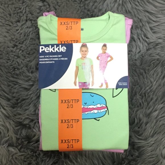 Pekkle | Girl's Ice Cream Pyjama Set | 4 Piece | Purple & Green | XXSmall - Picture 1 of 3